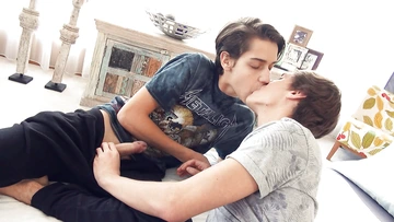 Cute gay twink getting a facial