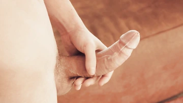 Twink jerking off his big dick