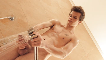 Twink jerking off his big dick