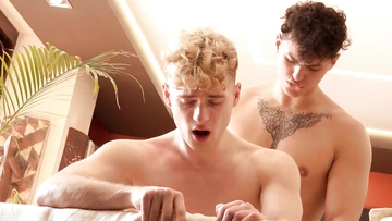 Curly haired guys having sex