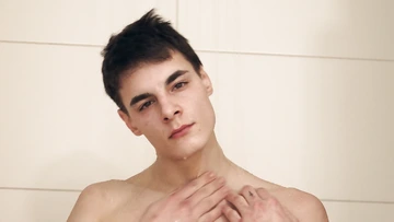Shower boy having a wank