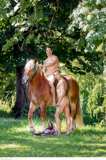 Sexy nude muscle guys outdoors
