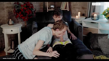 Twinks having sex on a chair