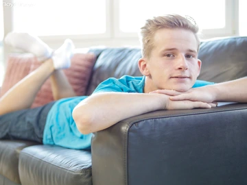 Blonde boy showing cock and asshole