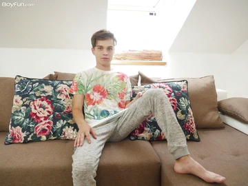 Handsome boy with a hairy penis