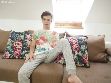 Handsome boy with a hairy penis
