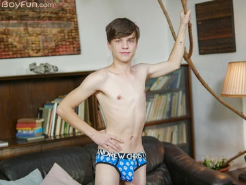 Handsome boy with hairy feet