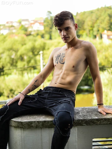 Handsome guy showing dick and hairy butt