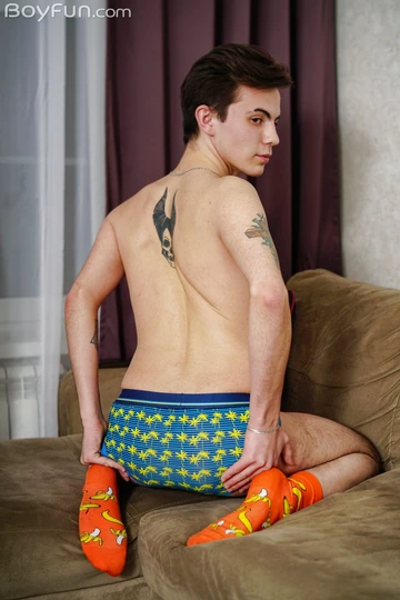 Horny boy jerking off and cums