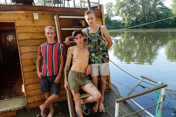 Three guys on a houseboat fucking