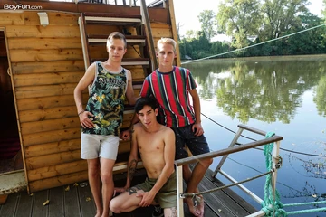 Three guys on a houseboat fucking