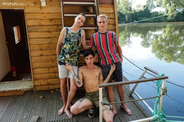 Three guys on a houseboat fucking