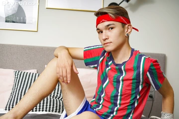 Bandana boy wanking his cock