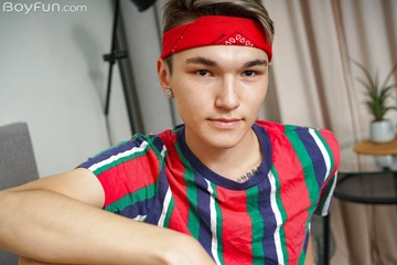 Bandana boy wanking his cock