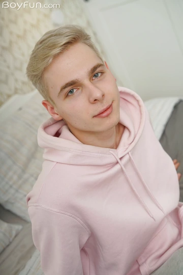 Blonde boy masturbating and cums