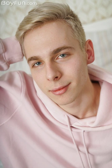 Blonde boy masturbating and cums