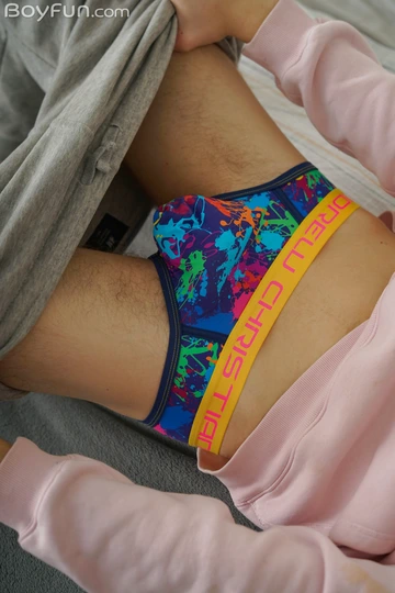 Blonde boy masturbating and cums
