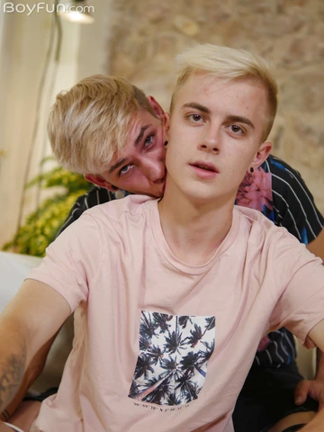 Handsome blonde boys having sex