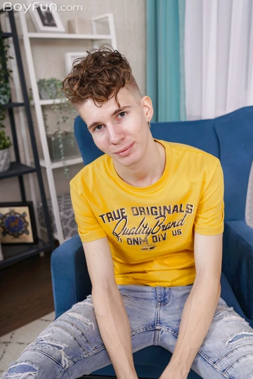 Skinny boy with a big dildo
