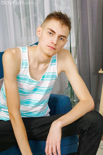 Skinny guy with a hairless body