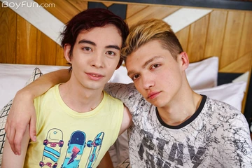Skinny gay twinks having sex