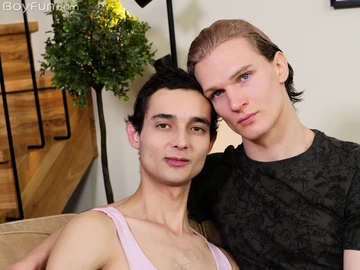 Fit blonde boy getting boned