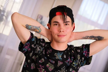 Sexy boy showing armpits and cock