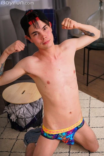 Sexy boy showing armpits and cock
