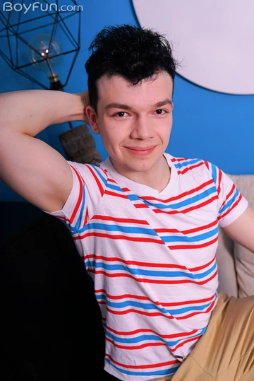 Fit boy jerking off and cums