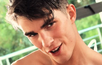 Handsome nude guy masturbating